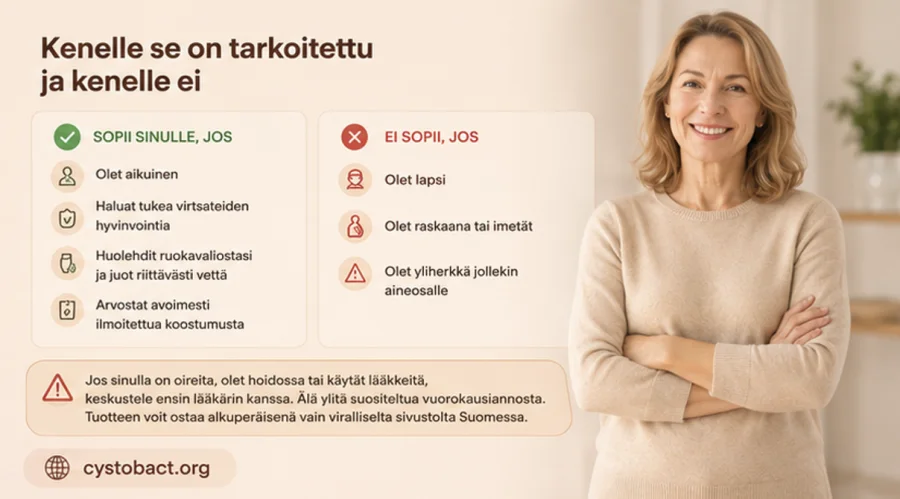 Cystobact — aikuisille, jotka huolehtivat virtsateiden hyvinvoinnista