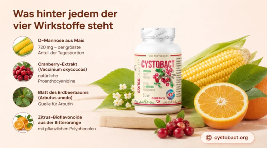 Cystobact — D-Mannose, Cranberry, Blatt des Erdbeerbaums und Zitrus-Bioflavonoide