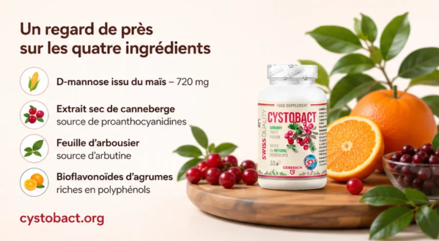 Cystobact — D-Mannose, Cranberry, Blatt des Erdbeerbaums und Zitrus-Bioflavonoide