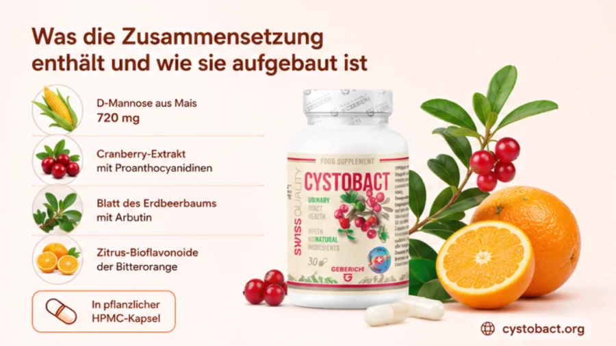 Cystobact — D-Mannose, Cranberry, Blatt des Erdbeerbaums und Zitrus-Bioflavonoide